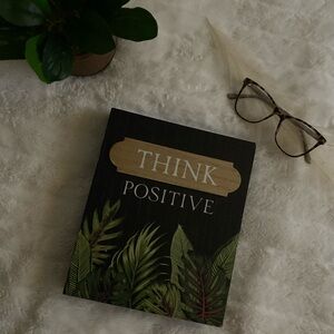 Think Positive Black and Green Wall Decor